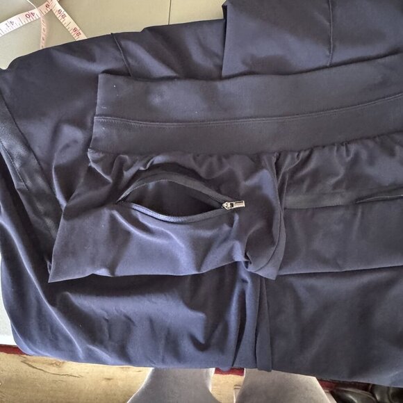 Athleta Nolita Navy Blue High Rise Elastic Waist Wide Leg Pants Size 8 Tall - Picture 6 of 14